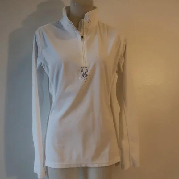 Womens Spyder White 1/4 Zip Fleece Pullover Jacket 16 * - Picture 2 of 10